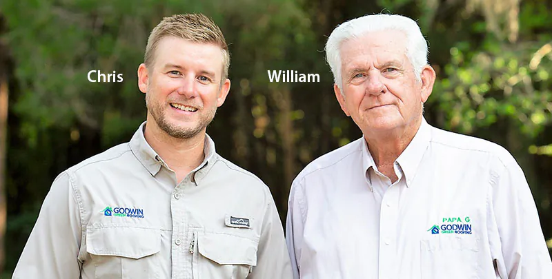 Chris Tenney standing with founder William 'Papa G' Godwin